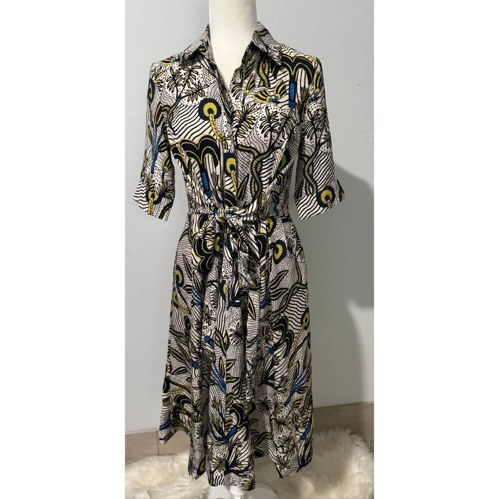 Gracia tropical print tie front dress S